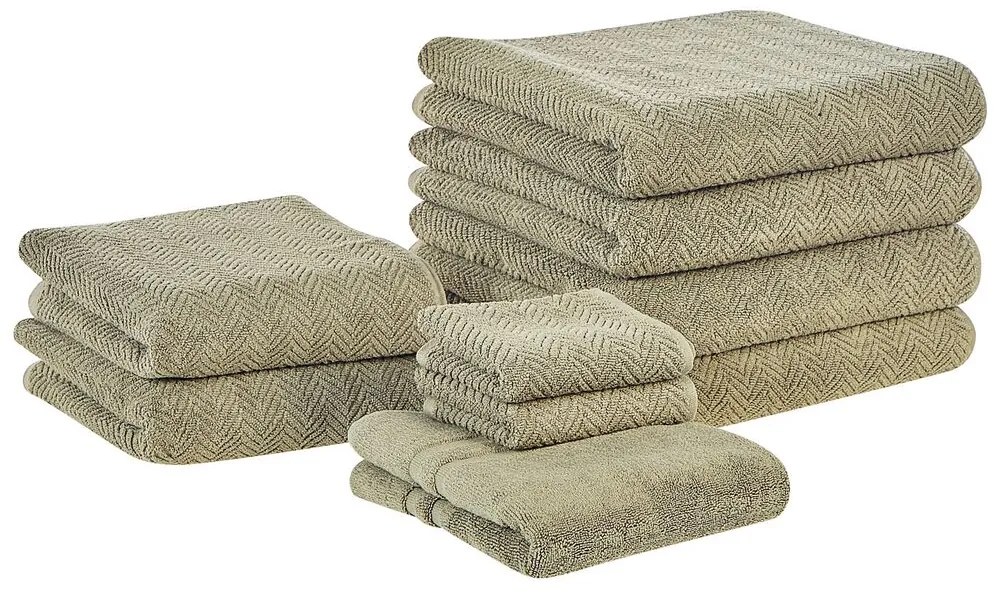 Set di 9 asciugamani cotone verde MITIARO Beliani