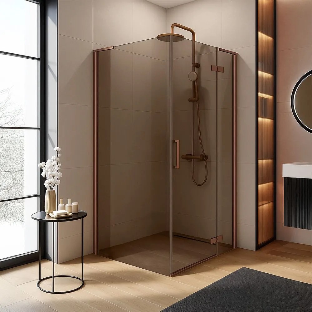 Cabina doccia REA Hugo 100x90 Copper Brush