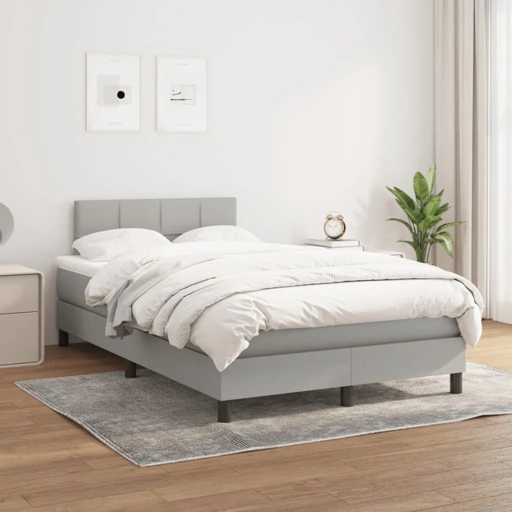 Giroletto A Molle Con Materasso Grigio Chiaro 120x200cm Tessuto /