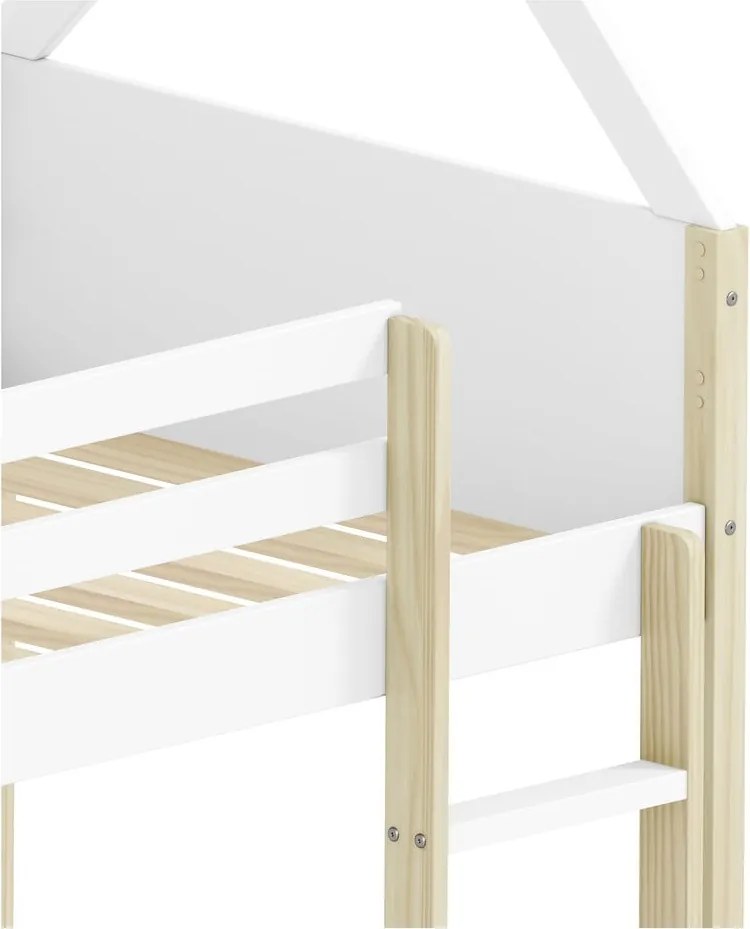 Letto da bambini a forma di casa/a castello bianco/di colore naturale 90x190 cm Valka – Marckeric
