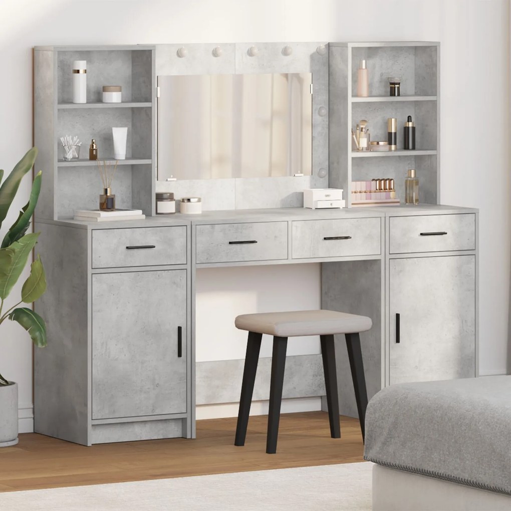 Set di toeletta 3 pezzi grigio cemento legno ingegnerizzato