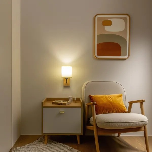 Brilagi - Lampada da parete NUBILA WOOD 1xE27/25W/230V rovere/nero/crema