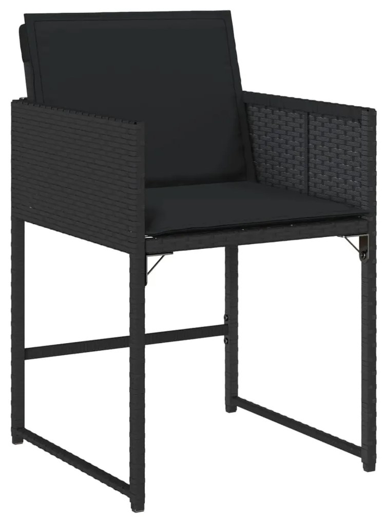 Set da pranzo da giardino 7 pz nero con cuscini in polyrattan