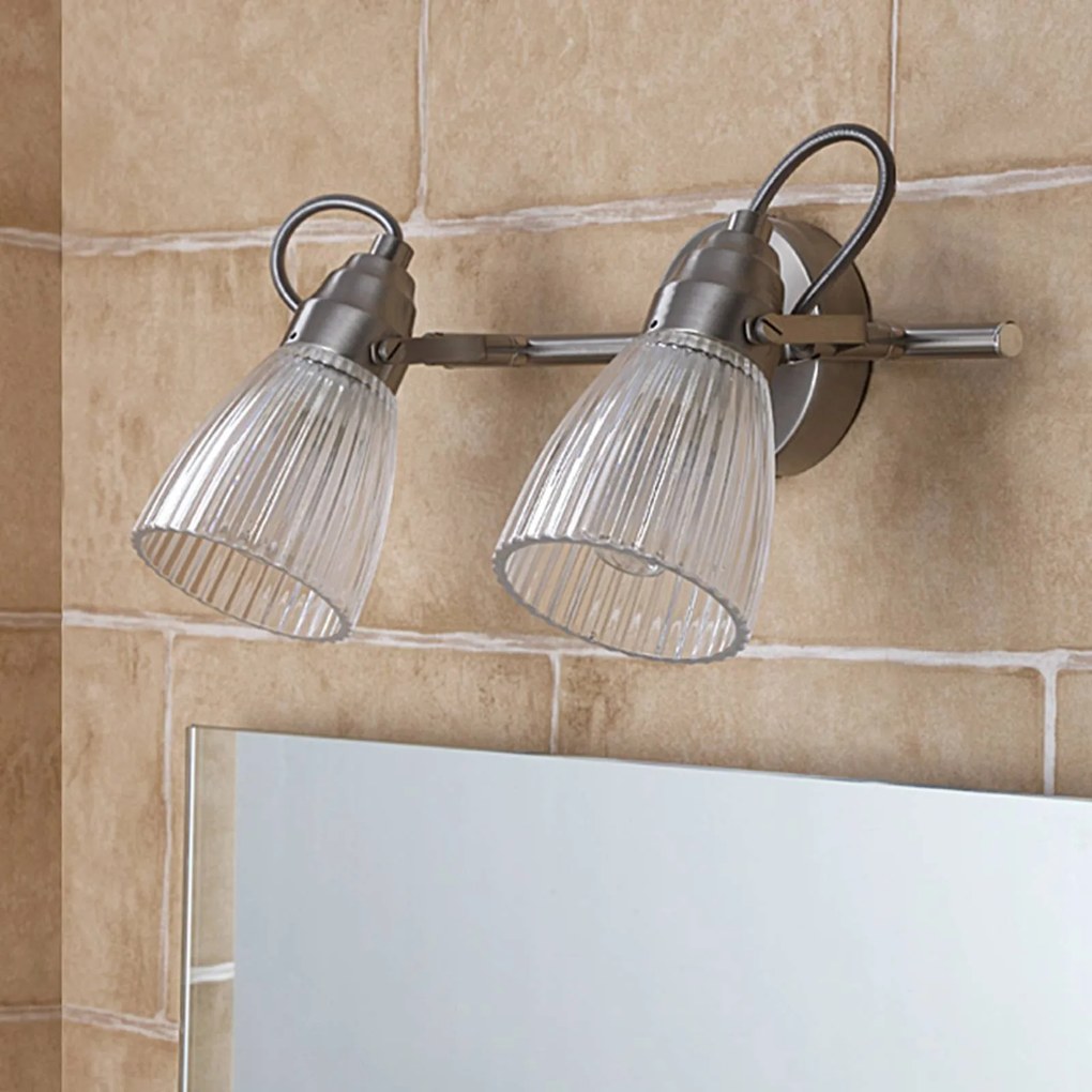 Lampada da parete Kara Lindby, dimmerabile, Alluminio / Grigio / Zincato, Bagno, Vetro, Moderno, Applique
