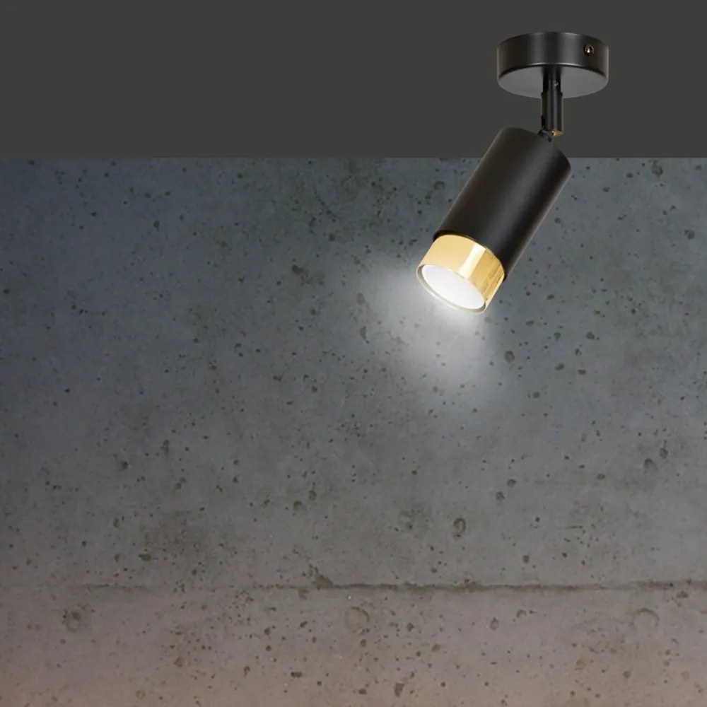 Lampada da soffitto e parete in Acciaio HIRO GU10 Colore del corpo Nero e Oro