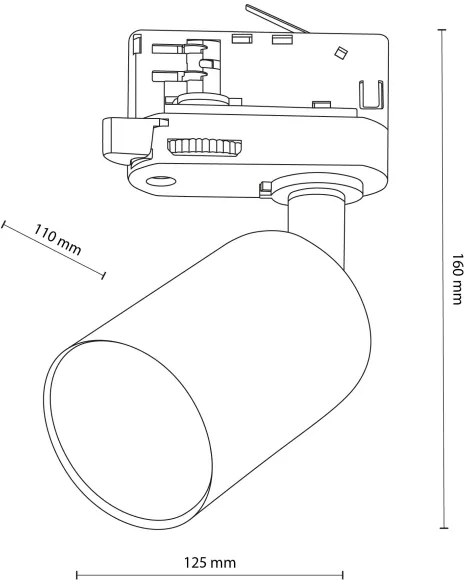 Faretto per sistema a binario trifase TOP 1xGU10/10W/230V nero