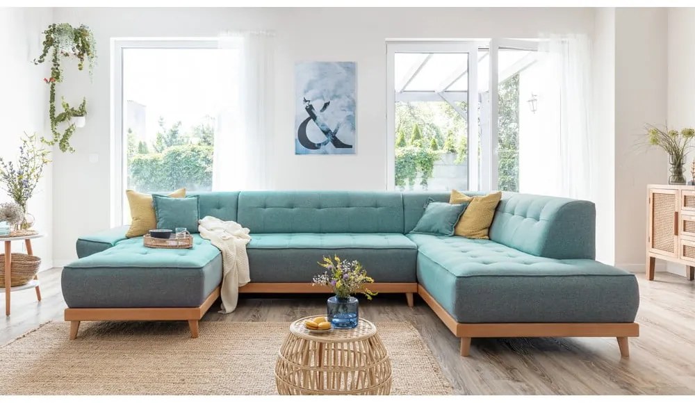 Divano letto angolare turchese (angolo destro/"U") Dazzling Daisy - Miuform