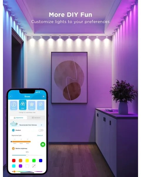 Govee - RGBIC LED Faretti a stringa 5m Wi-Fi