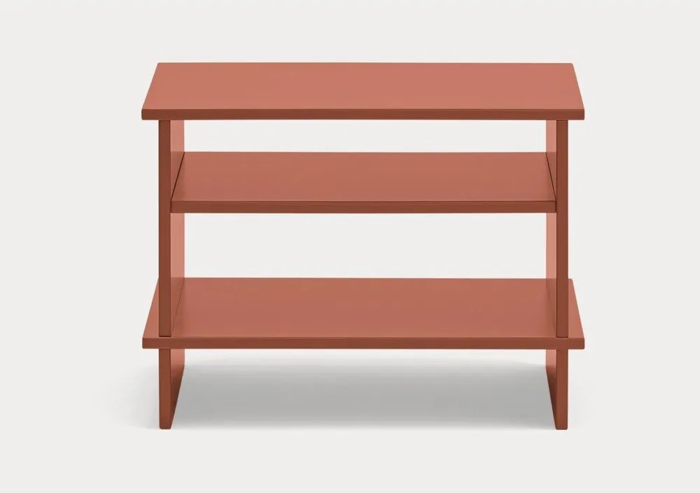 Comodino color mattone con ripiani Inari – Teulat