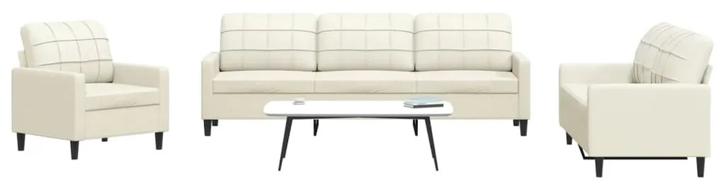 Set Di Divani 4 Pz Con Cuscini Crema İn Velluto /