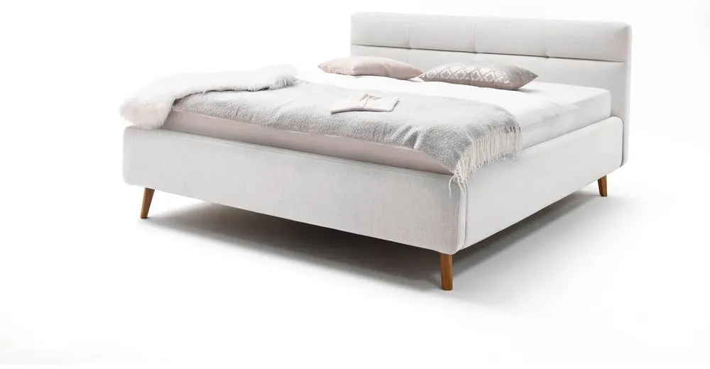 Letto matrimoniale imbottito grigio chiaro con contenitore con griglia 180x200 cm Lotte - Meise Möbel