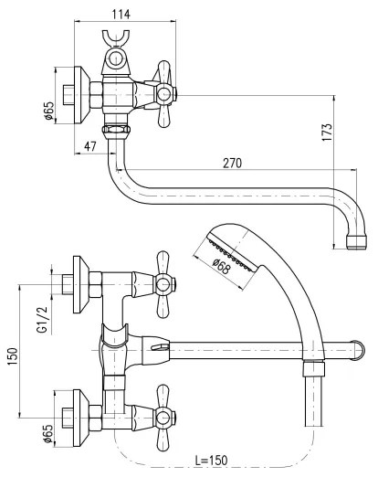 RAV Slezák MK153.5/1 - Set vasca con miscelatore MORAVA, finitura cromo lucido