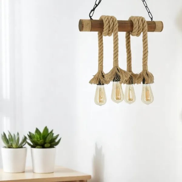 Brilagi - Lampadario a sospensione con catena KOS 4xE27/60W/230V faggio