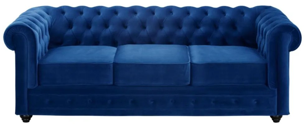 Divano CHESTERFIELD 3 posti in velluto Blu notte