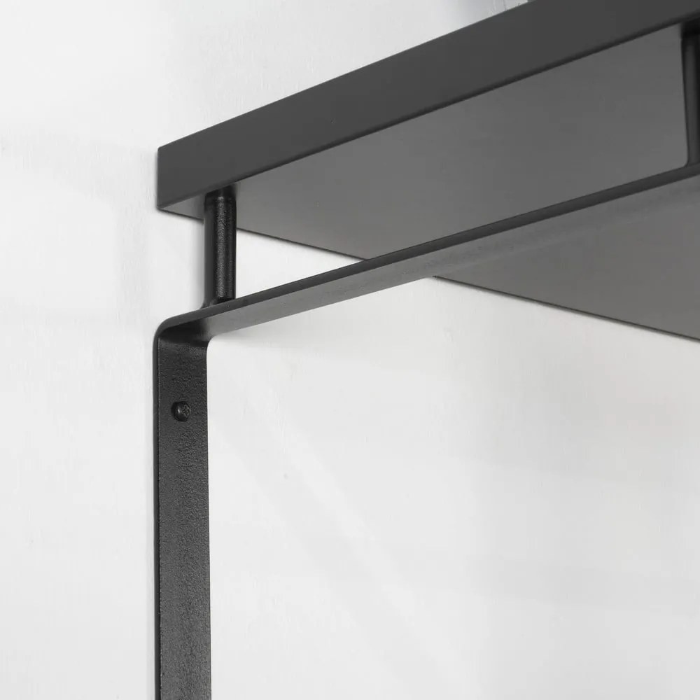 Attaccapanni da parete nero in metallo con scaffale 70 cm Rex – Spinder Design