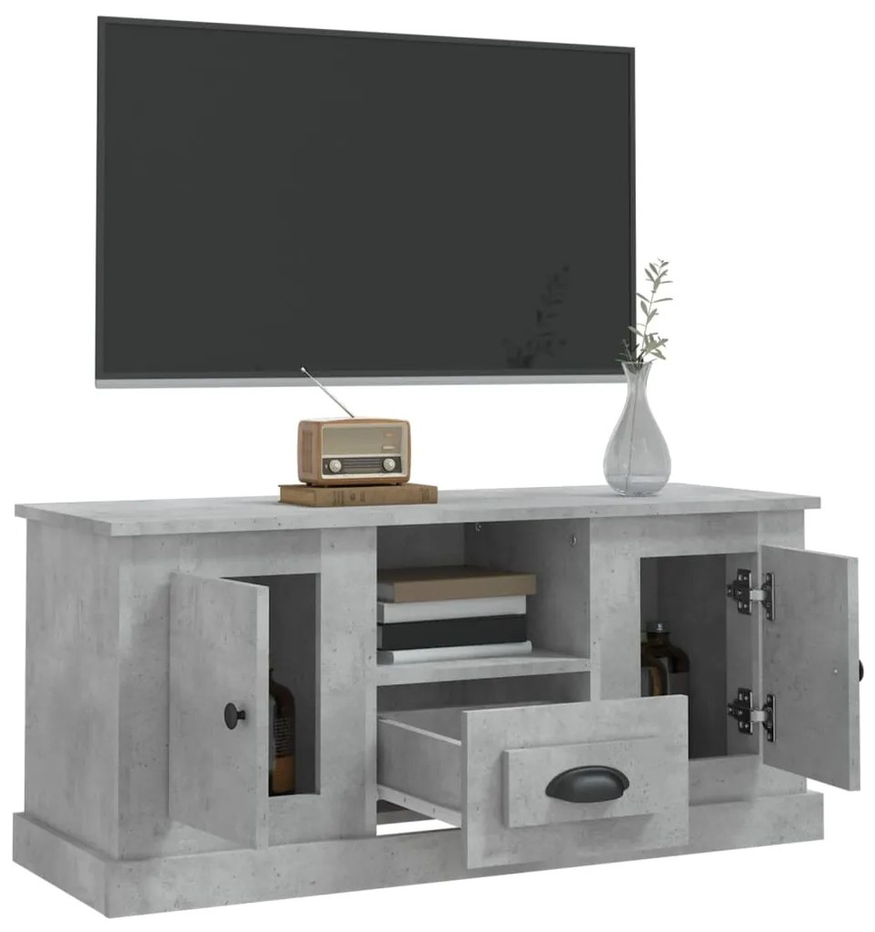 Mobile porta tv grigio cemento 100x35,5x45cm legno multistrato