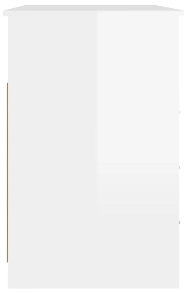 Scrivania Cassetti Bianco Lucido 102x50x76 cm Legno Multistrato