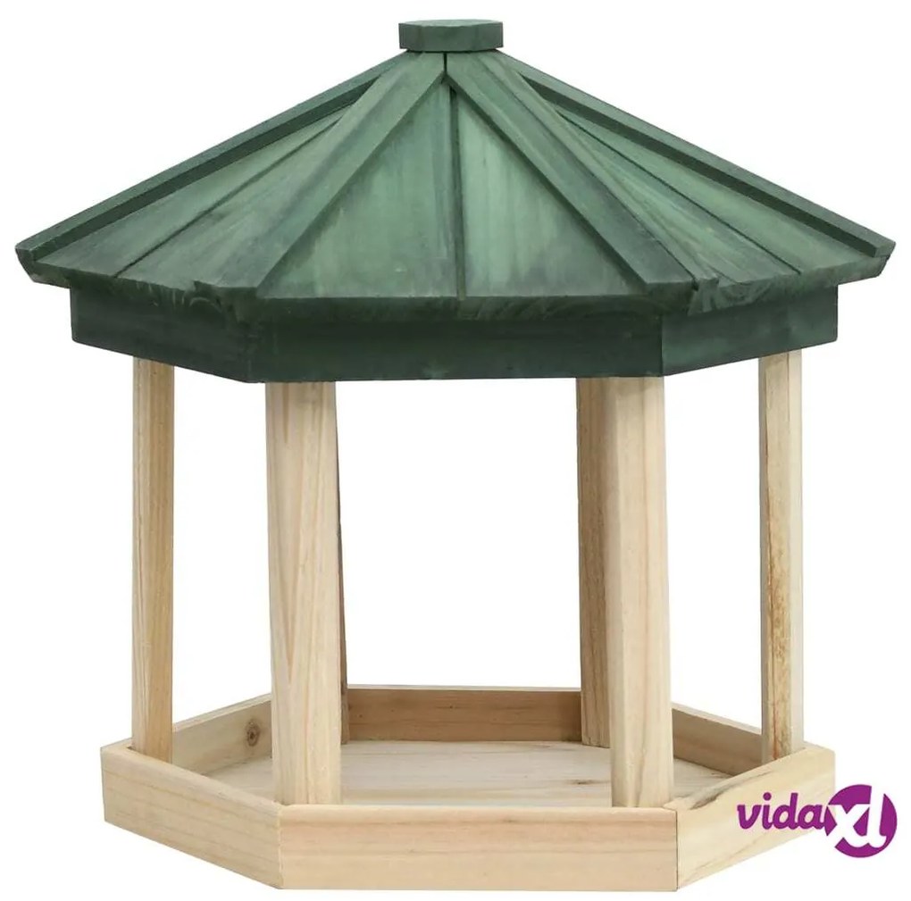 vidaXL Mangiatoia per Uccelli Ottagono in Massello di Abete 33x30 cm