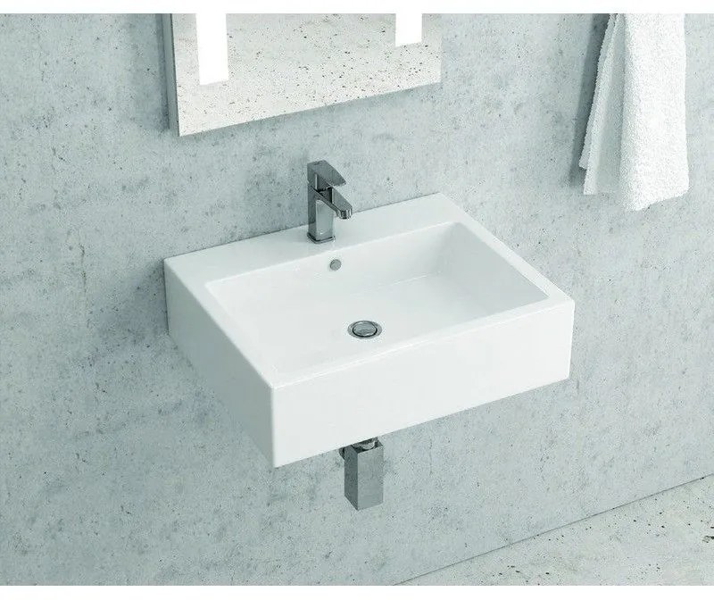 Kamalu - lavabo bagno design sospeso 57cm in ceramica bianca | litos-557