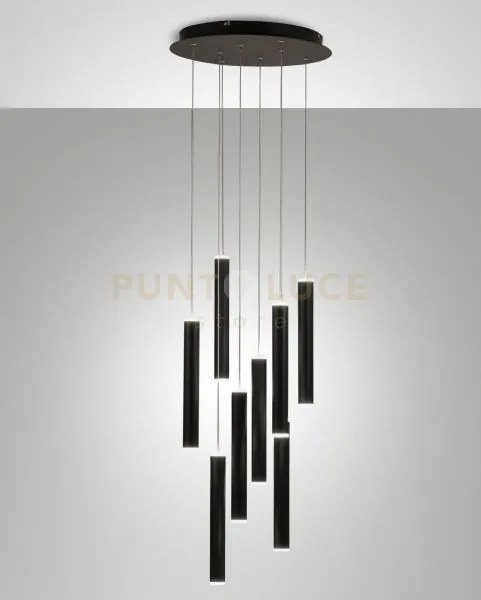 Prado lampadario a sospensione nero d.40cm 8 luci a led 3000k - 52w...