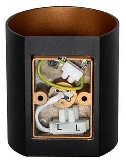 Applique da parete moderna nera con ottone - Sabbio