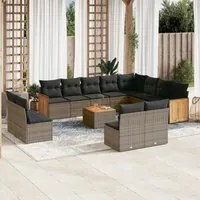 Set Divani da Giardino 13 pz con Cuscini Grigio in Polyrattancod mxl 112169