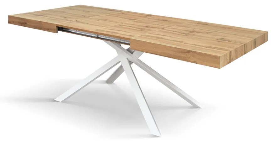 Tavolo FORTE DEI MARMI rovere rustico allungabile con base bianca 180×90 cm – 260×90 cm