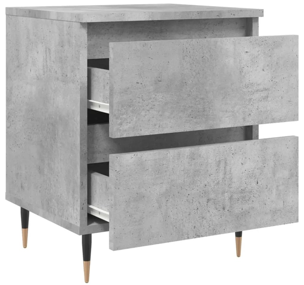 Comodini 2pz Grigio Cemento 40x35x50 cm in Legno Multistrato