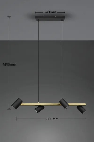 Trio - Lampadario a cavo MARLEY 4x GU10/35W/230V nero/oro