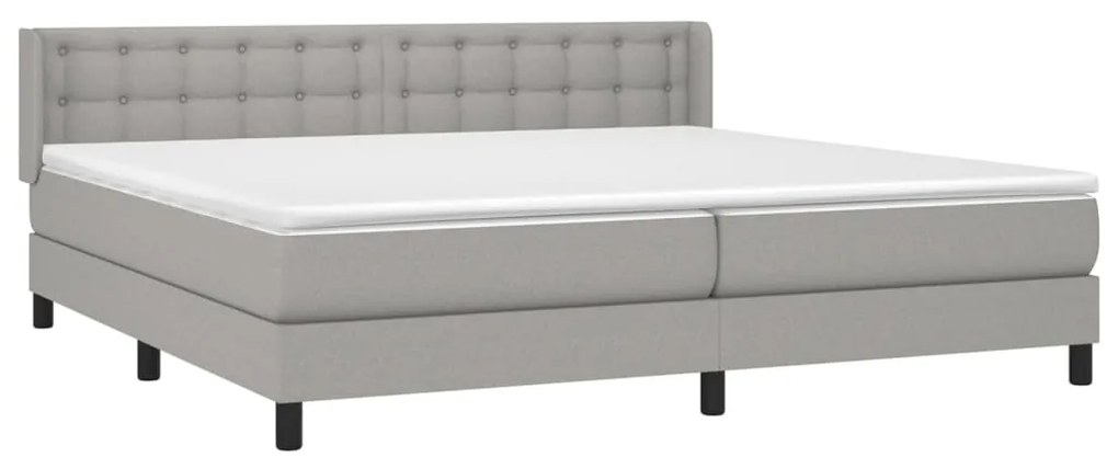 Giroletto a molle con materasso grigio chiaro 200x200cm tessuto