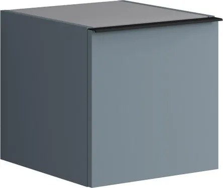 Base laterale Pixel con anta Plain laccato opaco indaco e maniglia alluminio nero opaco L.40 H.40 P.45,5 cm.