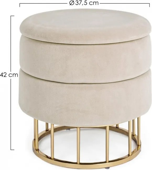 Sgabello Contenitore Pavlina Beige Imbottito in Tessuto effetto Velluto...