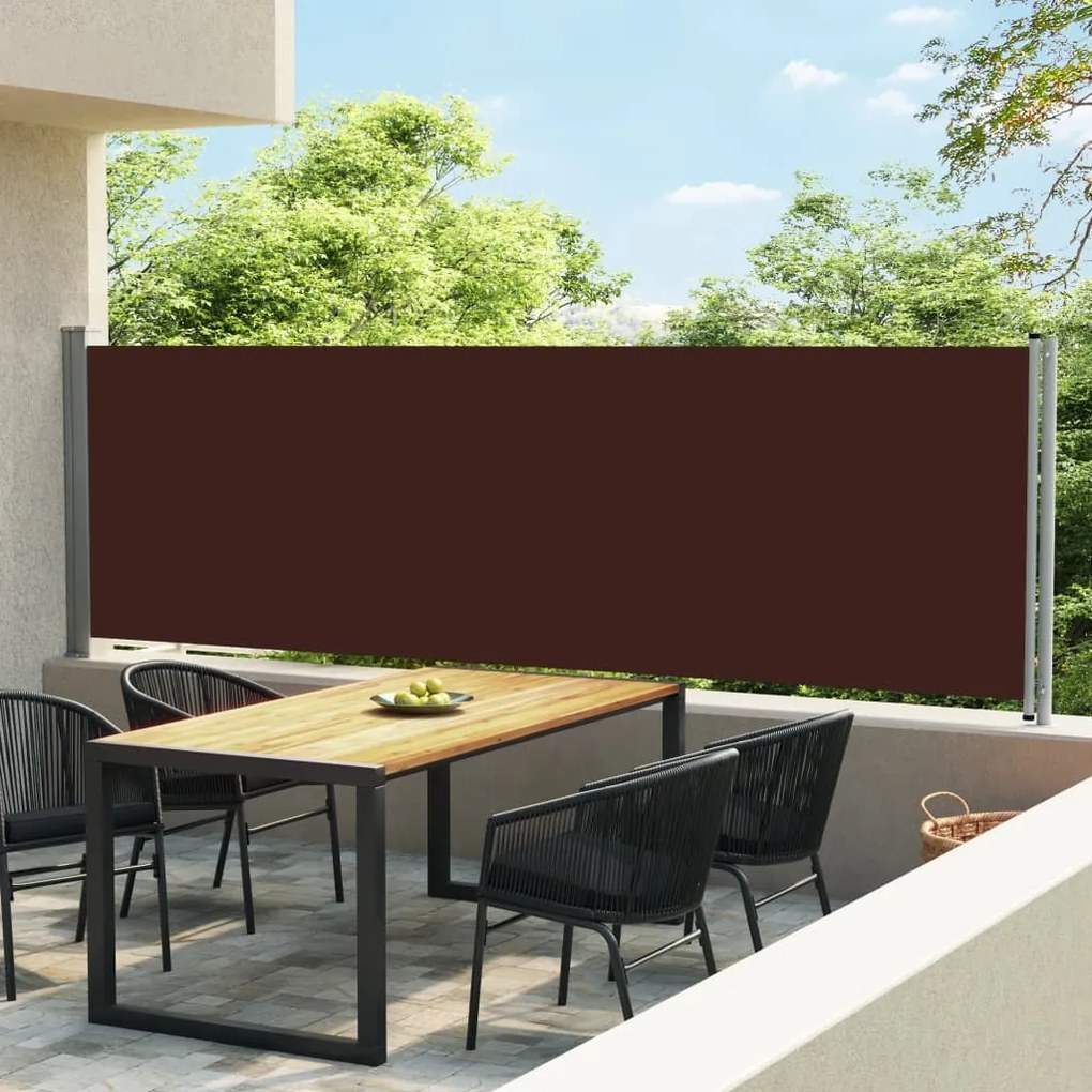 Tenda Laterale Retrattile Per Patio 140x600 Cm Marrone /