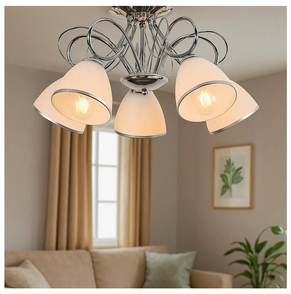 Brilagi - Lampadario a plafone FRED 5xE27/60W/230V Ø 59 cm cromo lucido