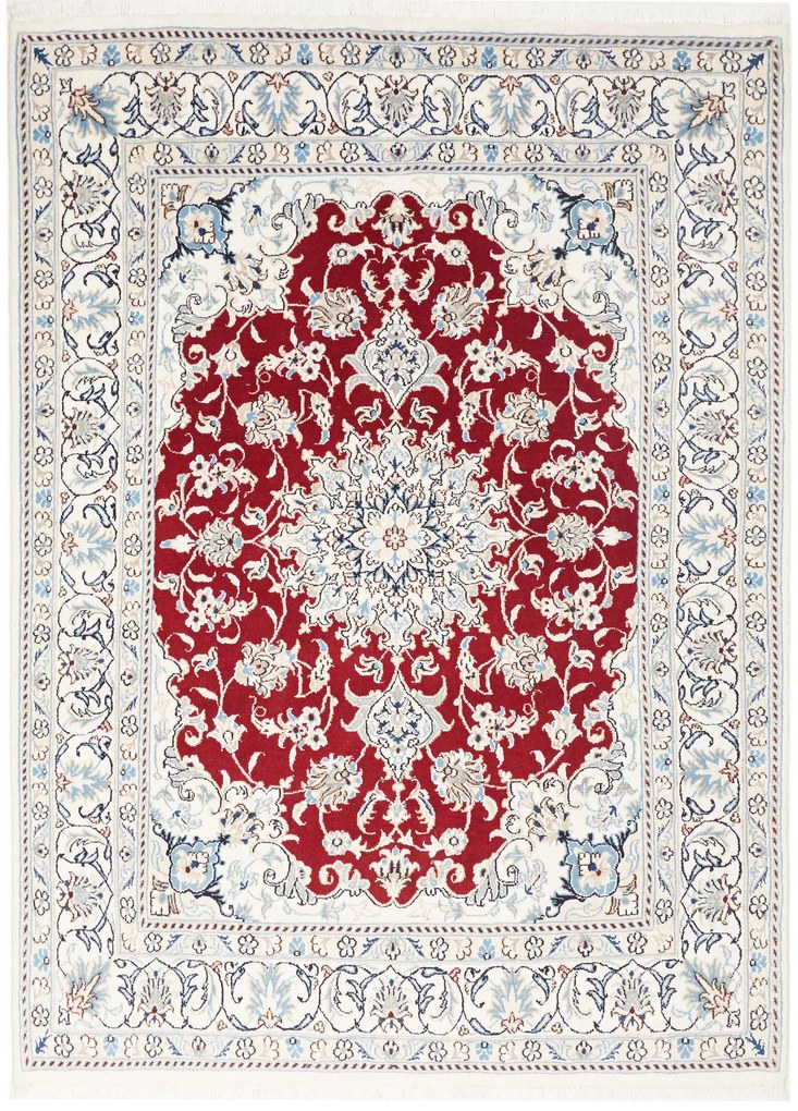Nain Tappeto 150 x 200 Rosso (Iran) Annodato A Mano
