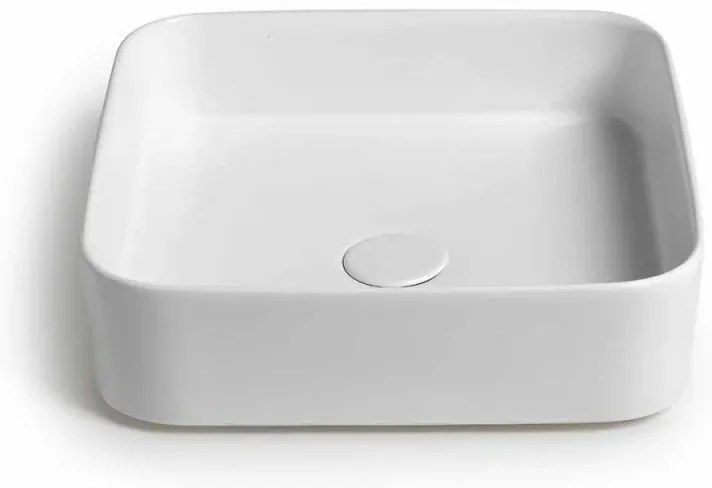 Lavabo da appoggio quadrato 40 in ceramica bianco lucido Epsilon