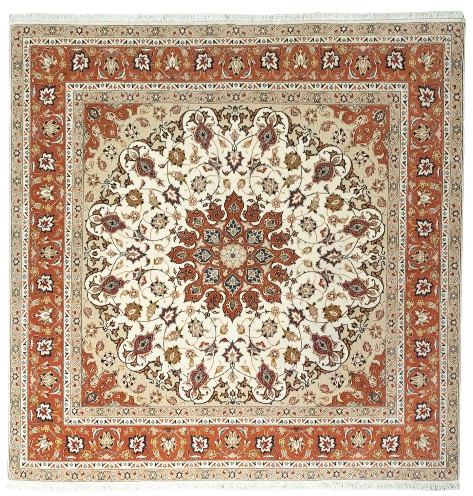 Tabriz Tappeto persiano 200 x 200 Beige (Iran) Annodato A Mano