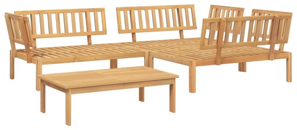 Set divano pallet da giardino 4 pz in legno massello di acacia