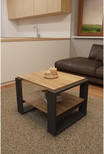 Tavolino Basso Da Salotto Stile Moderno 63x54x45 Axel Rovere E Antracite