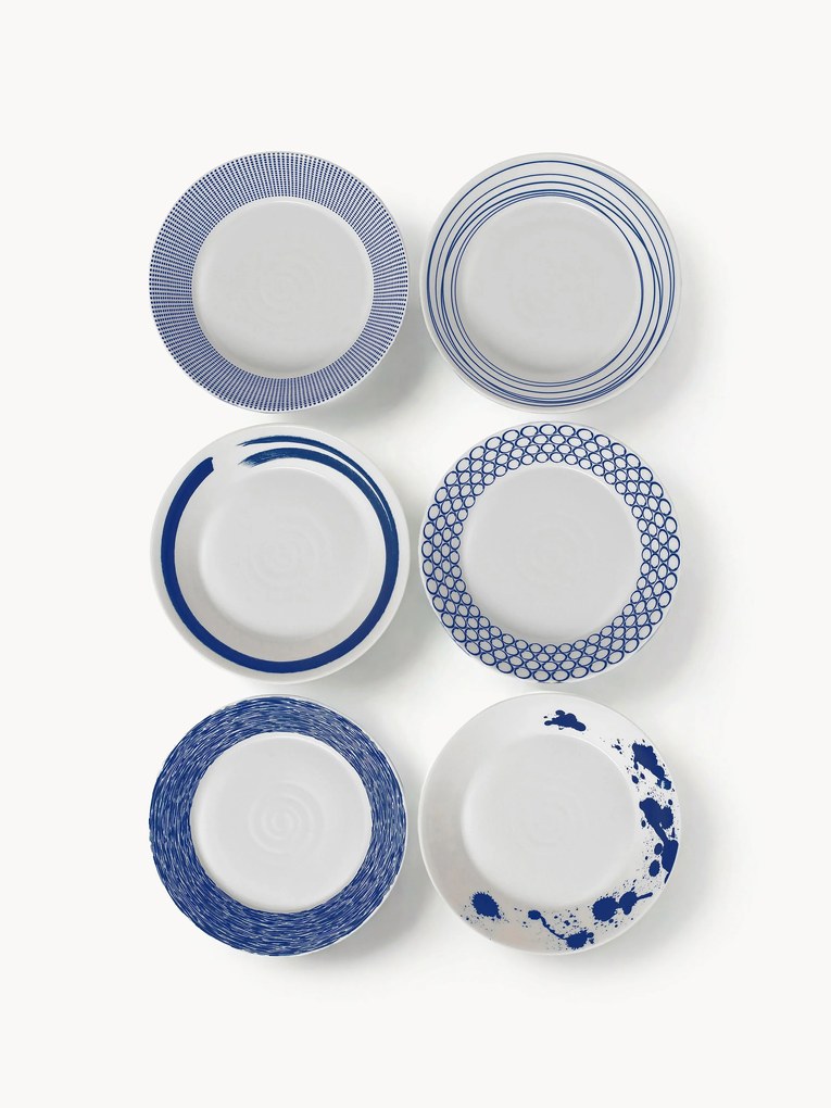 Set di 6 piatti fondi in porcellana Pacific Blue