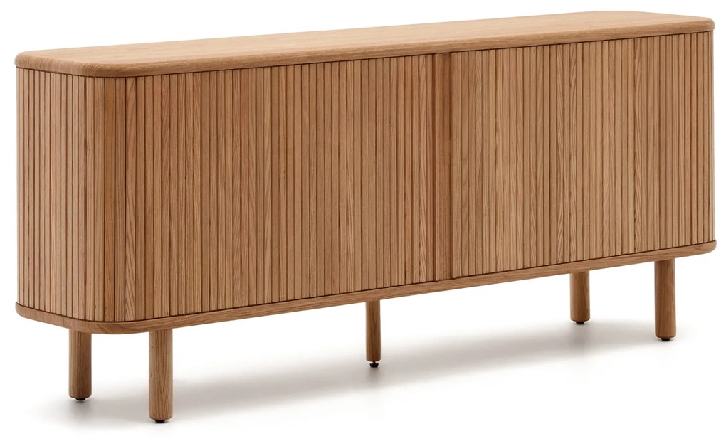 Kave Home - Credenza Mailen 2 porte in impiallacciatura di frassino con finitura naturale 180 x 75 cm