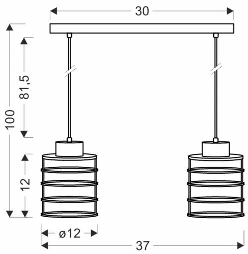Lampadario a sospensione con filo GLOB 2xE27/40W/230V nero