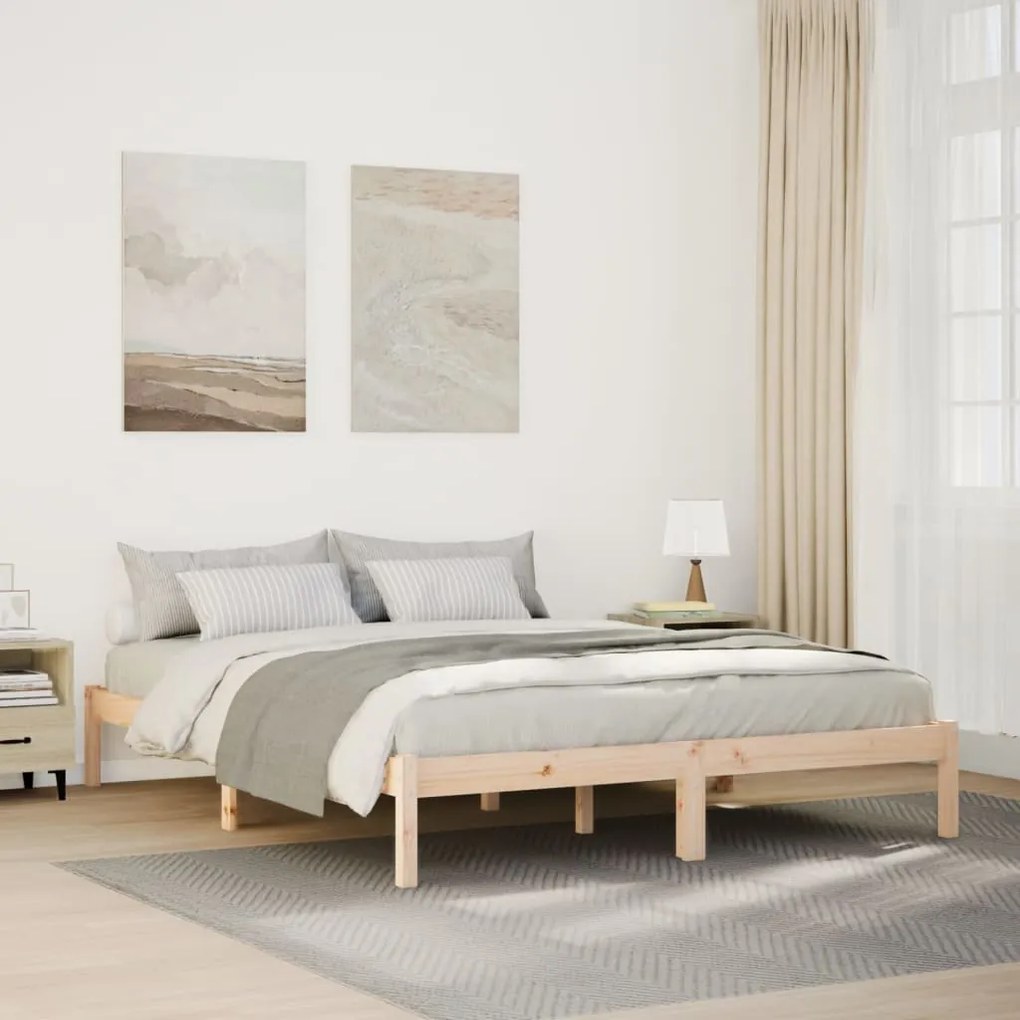 Letto Extra Lungo Senza Materasso 160x210 Cm İn Legno Di Pino /