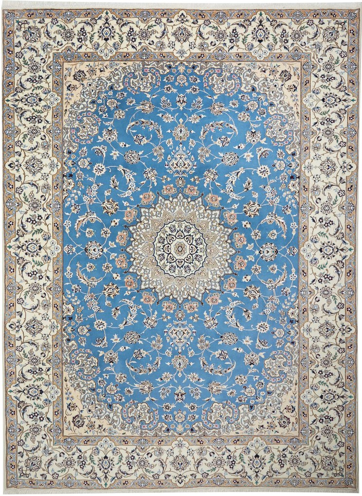 Nain Tappeto persiano 260x350 Blu (Iran) Annodato A Mano