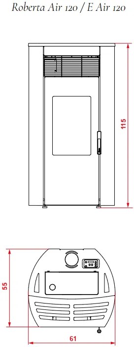 royal roberta e air 120 stufa a pellet ermetica ad aria 12kw serbatoio 17kg 61x55x115 cm in acciaio rosso bordeaux