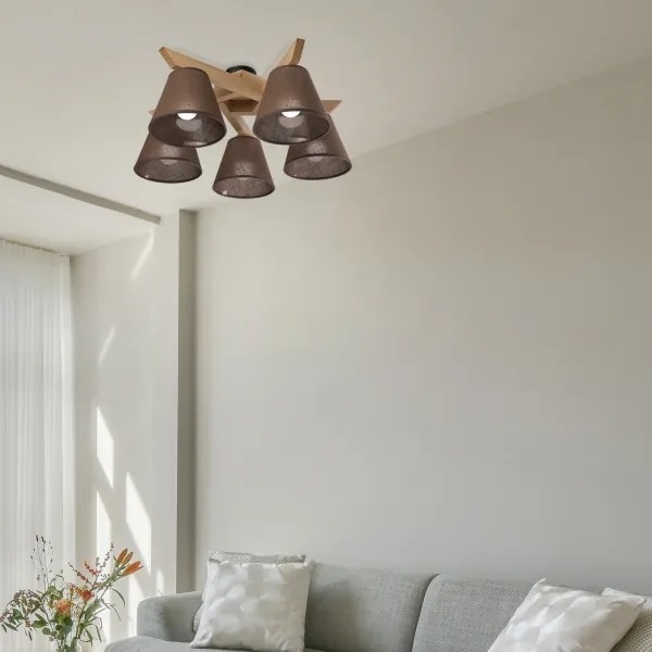 Brilagi - LED Lampadario a plafone ANTHONY 5xE14/40W/230V quercia/marrone