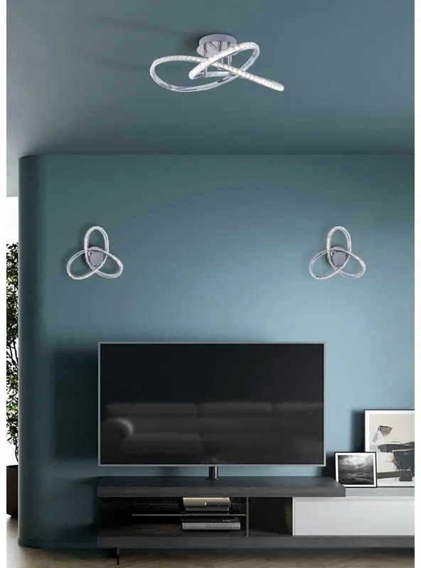 Plafoniera LED Kim Ø 58 cm cromo IP20 bianco naturale NOVECENTO