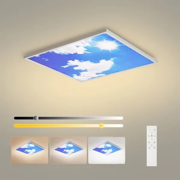 Brilagi-LED Pannello dimmerabile SLIMFRAME SKY LED/58W/230V 60x60 cm argento/blu + telecomando