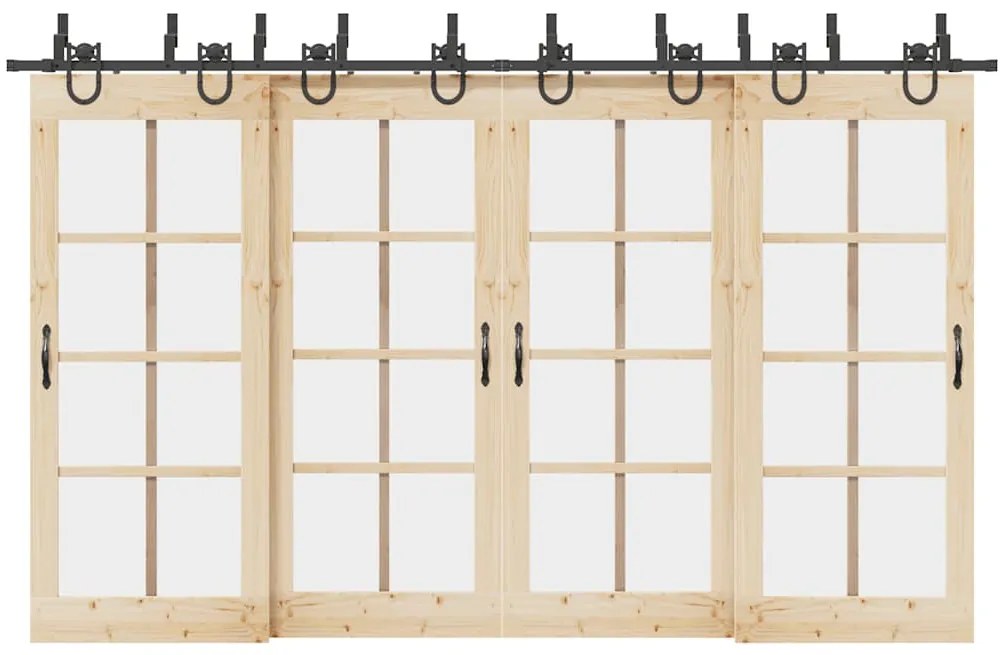 Kit Di Binari Per Porte Scorrevoli 366 Cm Acciaio Nero /