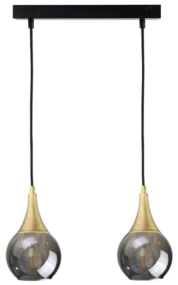 Lampadario a sospensione con filo LACRIMA SMOKY 2xE27/60W/230V